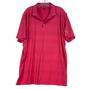 Puma Mens Pink Striped Golf Polo Shirt Short Sleeve Size XXL Athleisure Training
